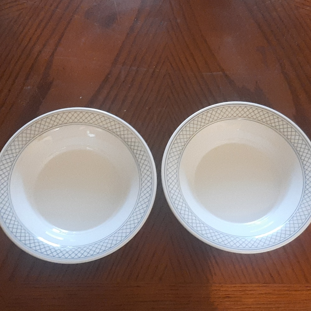 Homer Laughlin genuine large bowls gray criss cross pattern and white